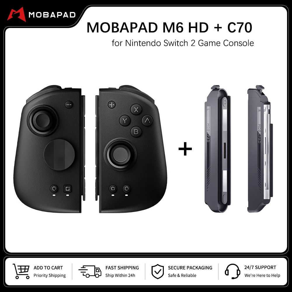 MOBAPAD M6 HD 제미니 게이밍 컨트롤러, C70 어댑터 포함, 닌텐도 스위치 2용 조이스틱 게임패드