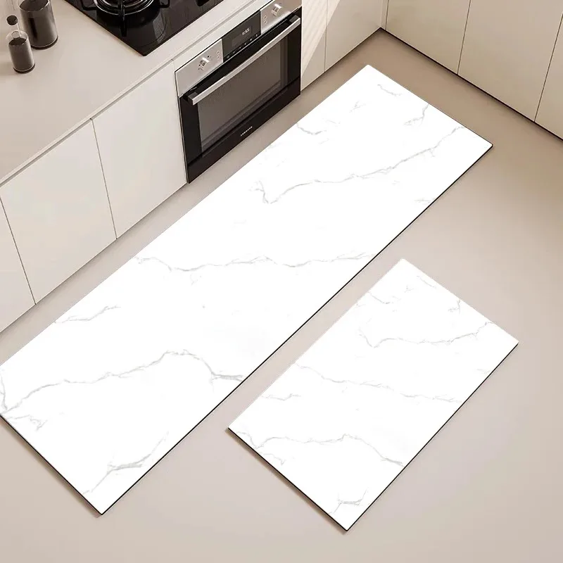 VIKAMA Light Luxury Marmor-Küchenbodenmatte, Flur- und Wäscheraum-Langteppich, saugfähig, rutschfest, Badezimmer-Türmatte, Heimdekoration