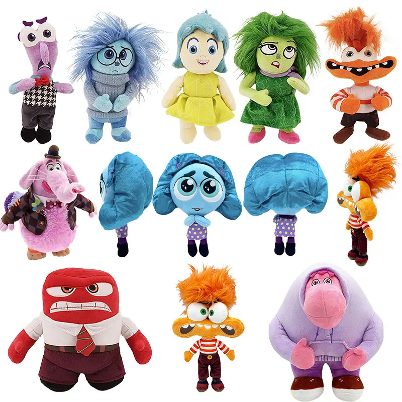Disney Movie Inside Out 2 Joy Anxiety Sadness Anger Disgust Fear 21-26cm Plush Toy Soft Stuffed Dolls Birthday Christmas Gifts