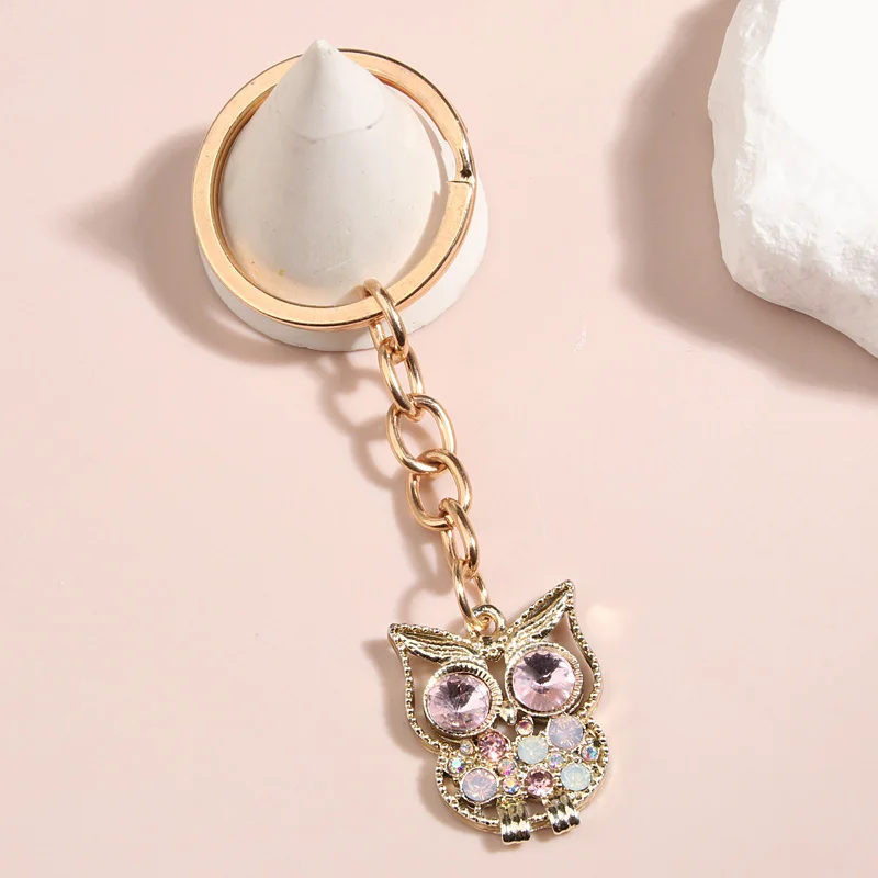 Cute Animal Keychain Owl Crystal Key Ring Enamel Key Chains Souvenir Gifts For Women Men Handbag Accessorie Car Keys DIY Jewelry