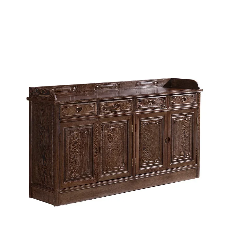 

Wooden dining side cabinet Solid wood Chinese antique cupboard Storage cabinet Four-door tea cabinet