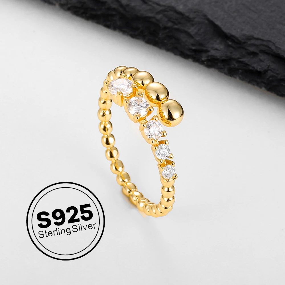 

APIR D Color VVS1 Moissanite Beaded Open Ring for Women 925 Sterling Silver Gold Plated Trend Rings Wedding Anniversary Jewelry