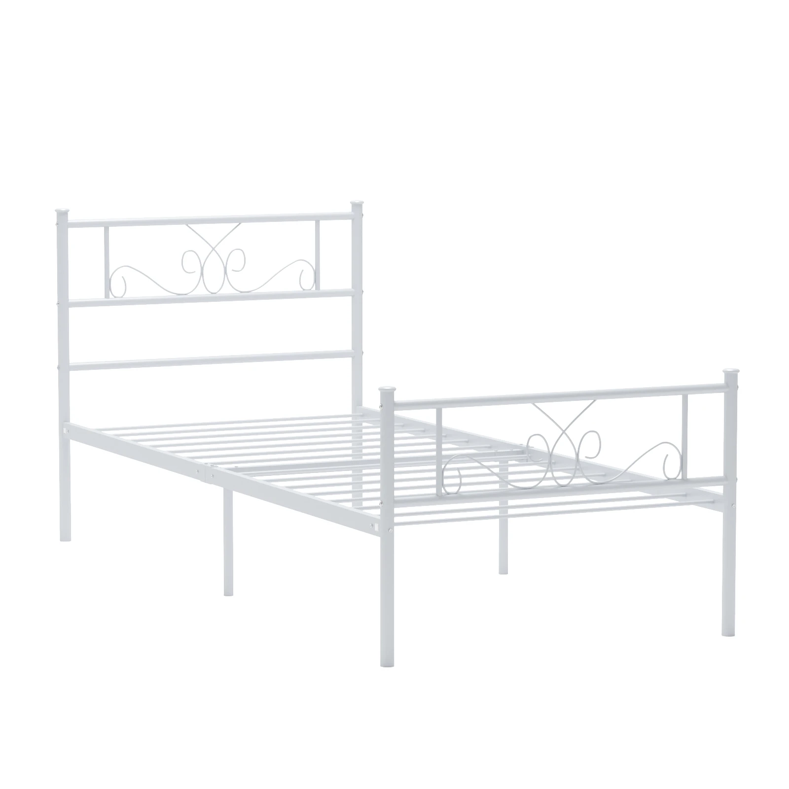 Twin Size Bed Frame with Headboard Twin Metal Platform Bed No Box Spring Needed