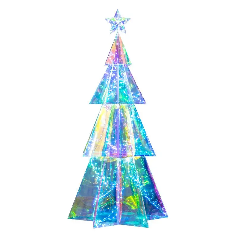 

hexagonal Christmas tree, decorative luminous laser PET landing Internet celebrity holiday party scene cloth props ornament