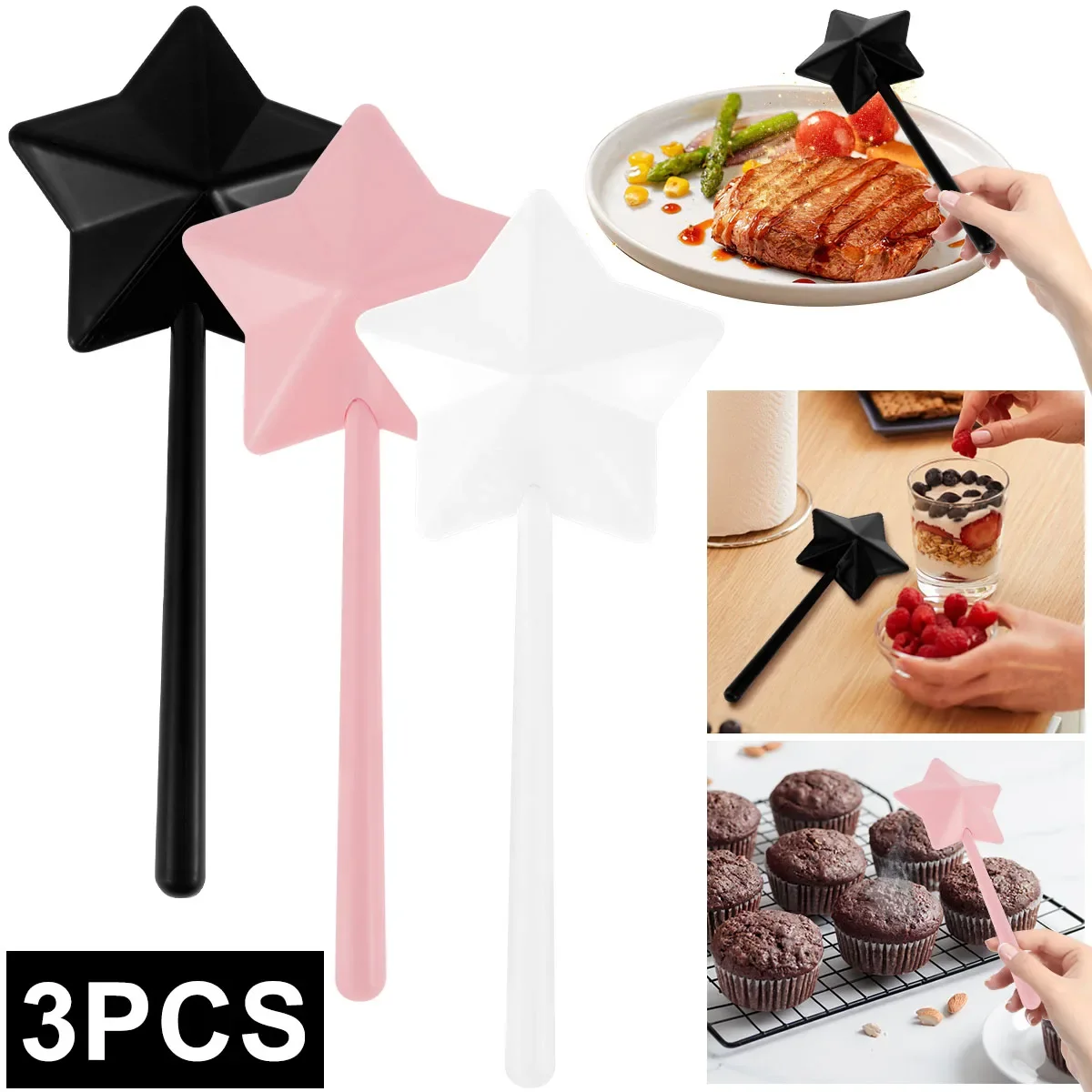 Salt Pepper Stick Reusable Plastic Pepper Wand Kitchen Seasoning Star Fashion Creative Pentagram Style Salt Dispenser