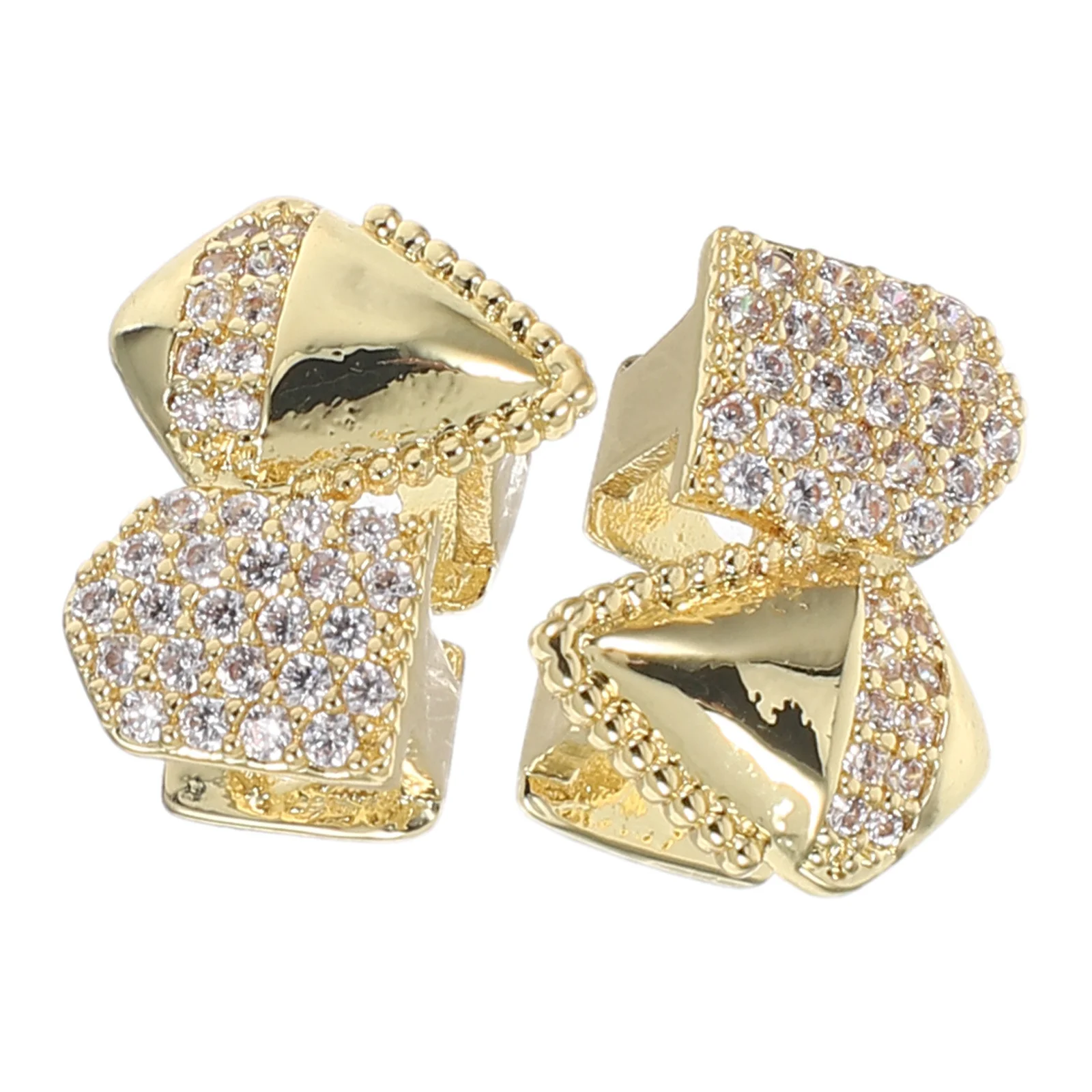 

2Pcs Zirconia Studded Tooth Grills Decorative Vampire Fangs Mirror Finish Halloween Teeth Caps Cosplay Accessories