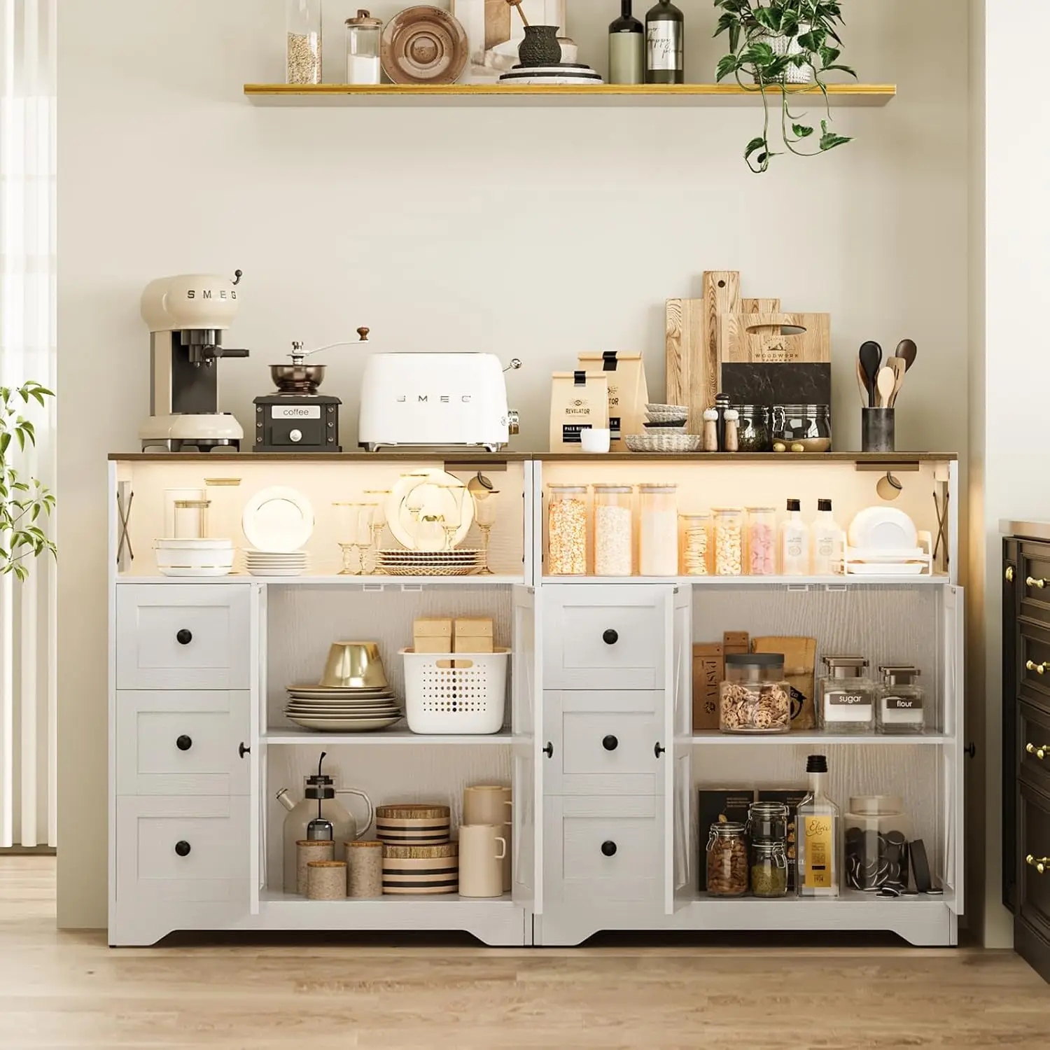 خزانة تخزين LED للمزرعة مع أبواب ورفوف وأدراج ومآخذ طاقة