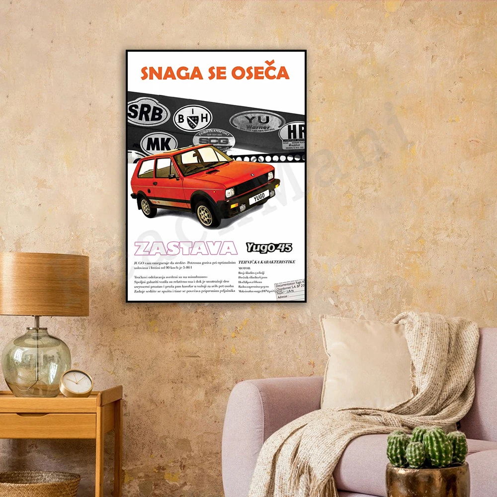 Yugo Zastava jugosławii nostalgiczny samochód plakat Vintage dawne czasy-plakat w stylu Vintage-jugosławii-Zastava-Yugo