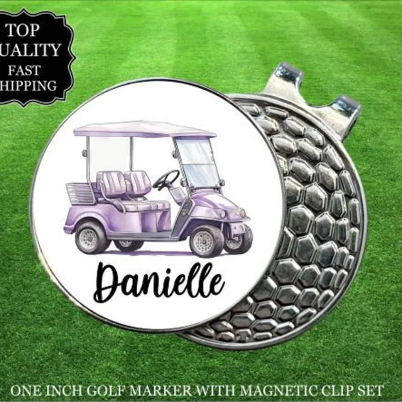 Personalized Purple Golf Cart Golf Marker, Clip Set, Custom Gifts For Her, marker funny，A unique gift for golf enthusiasts