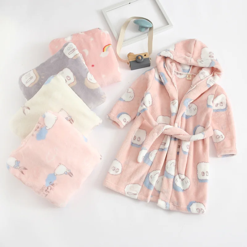 Children Bath Robe Baby Towel Children's Rainbow Cartoon Hooded Bathrobes For Boys Girls pajamas Kids Sleepwear Robe 2 6 8 Years