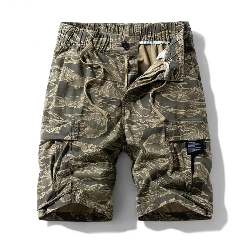 

2026 Summer American Style Men's Cargo Shorts, Pure Thin Cotton, Multi-Pocket Camouflage Design, Daily Casual Wear, Classic Stra