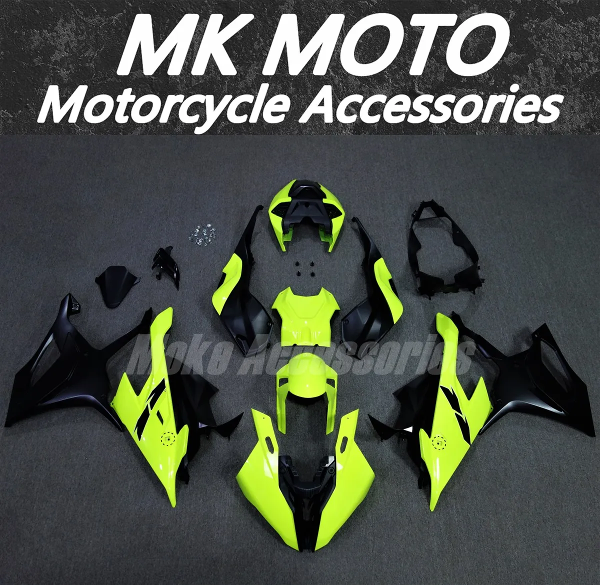 

Комплект обтекателей для мотоцикла Moke moto, подходит для M1000RR S1000rr 2019 2020 2021 2022, комплект кузова, инъекционный неоновый флуоресцентный черный