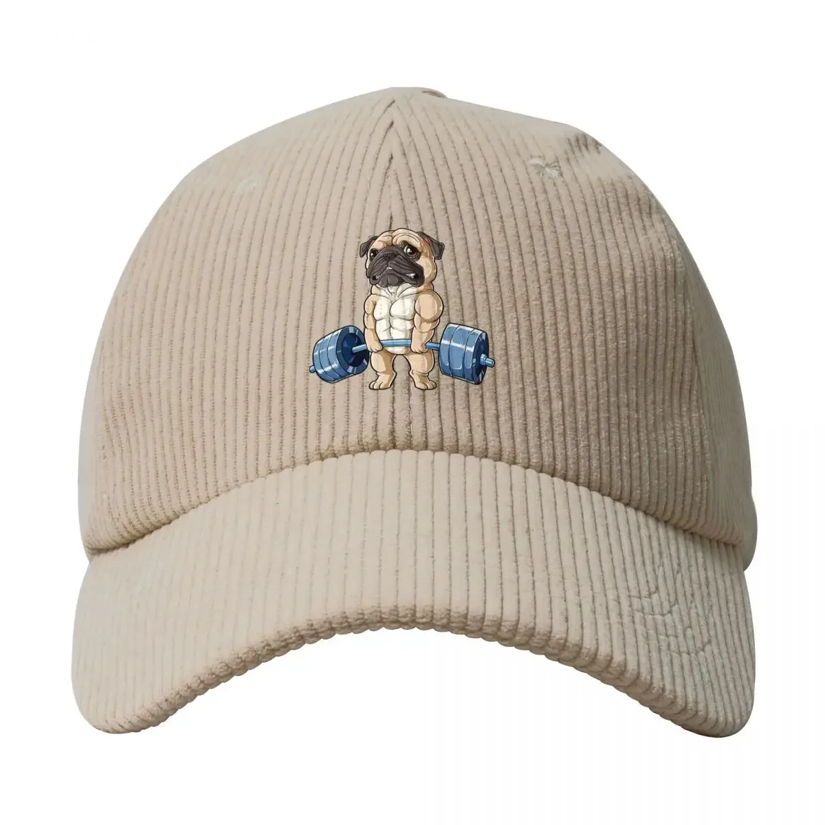 Pug Dog Weightlifting Exercise Fitness Gym Workout Unisex Corduroy Baseball Cap