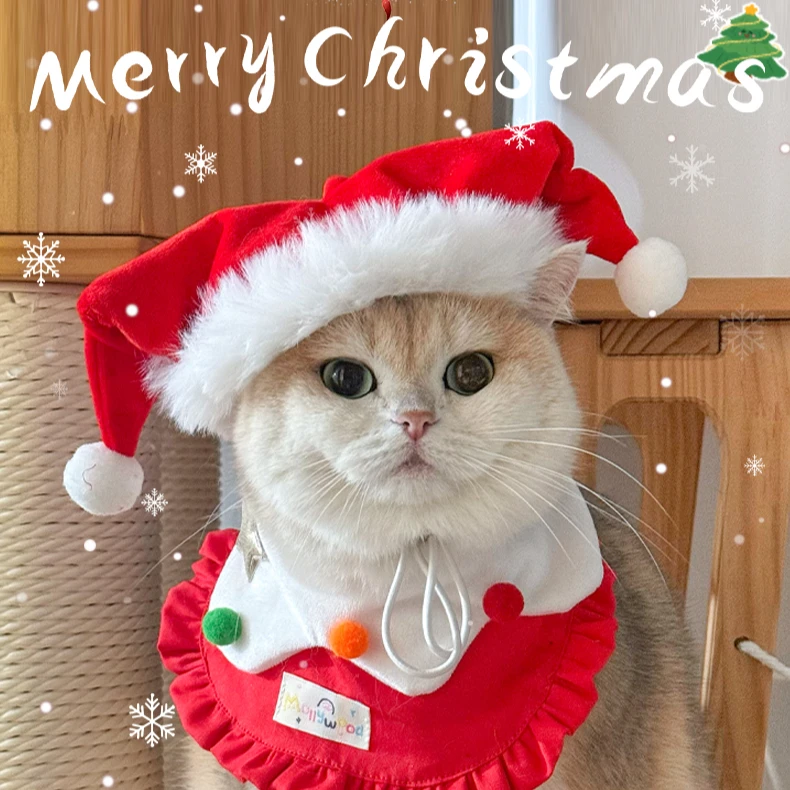 Pet Christmas Costume Cat Santa Outfit Small Dog Hoodie Cat Neck Dog Hat Elk Clown Hat Christmas Pet Supplies & Pet Gifts