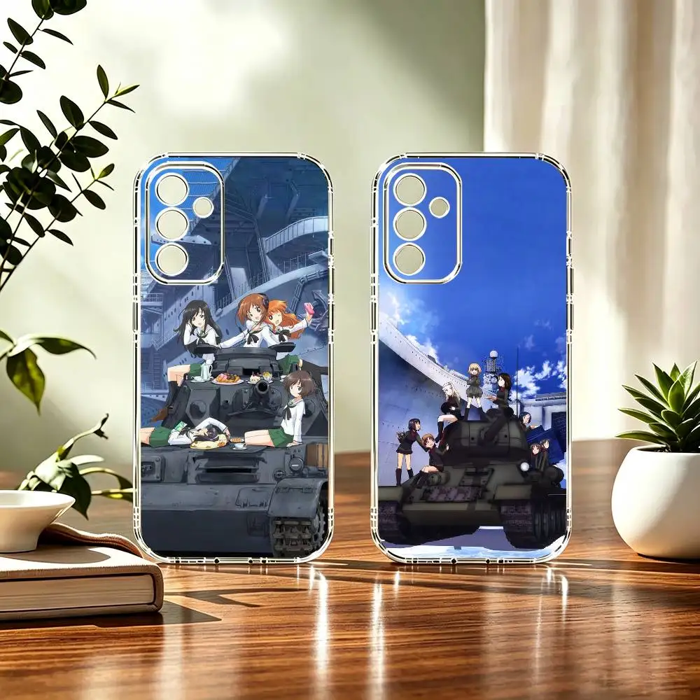 Girls und p-Panzer Cute Tank Girls Anime Stand Phone Case Transparent TPU For Samsung A71, A70, A52, A51, A40, A30, A20