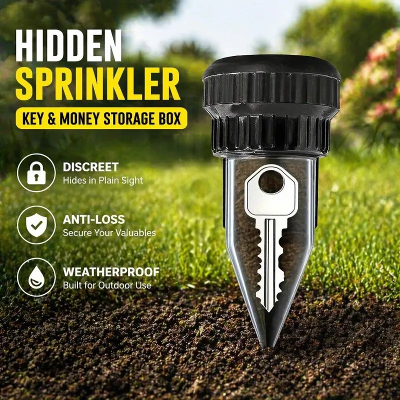 Outdoor Hide A Key Fake Sprinkler Head Geocaching Container Hidden Spare Key Storage Box Waterproof Diversion Safe for Garden