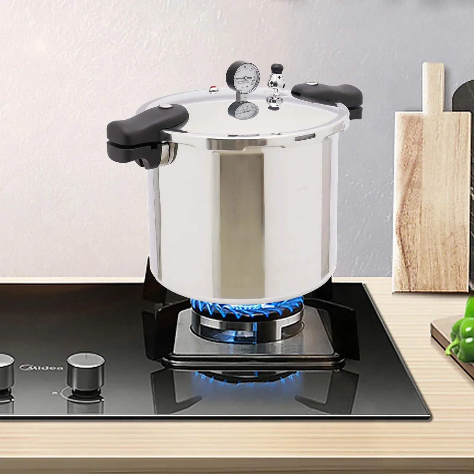 

23 Quart Aluminum Pressure Cooker Stainless Steel Pressure Canner with Gauge Release Valve for Family or Commercial