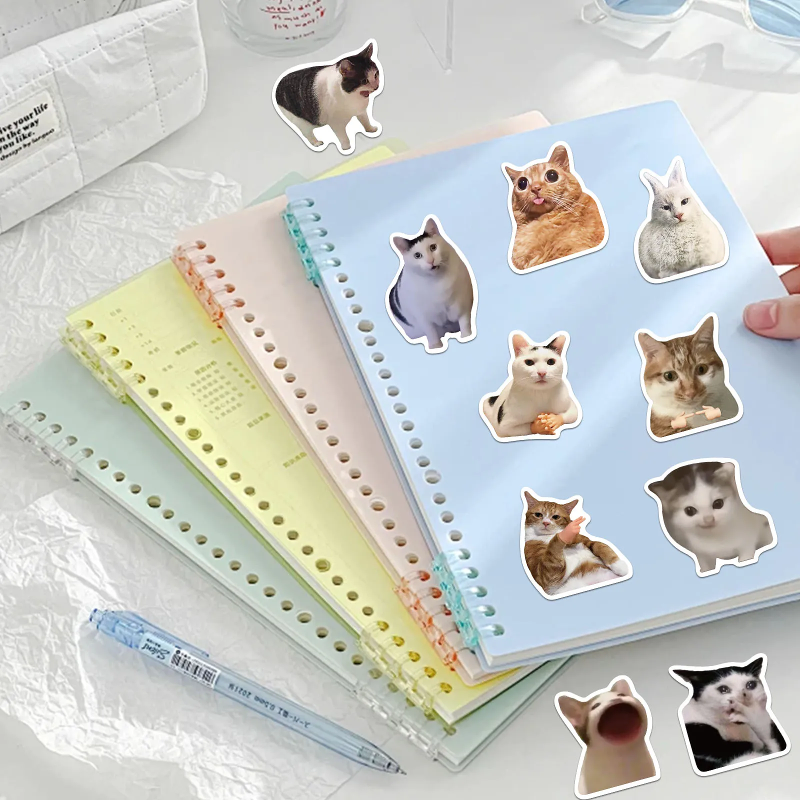 50PCS Creative Network Popular Cat Meme Collection Hand Account DIY Graffiti Stickers Water Cup Skateboard Stickers Toys image 6
