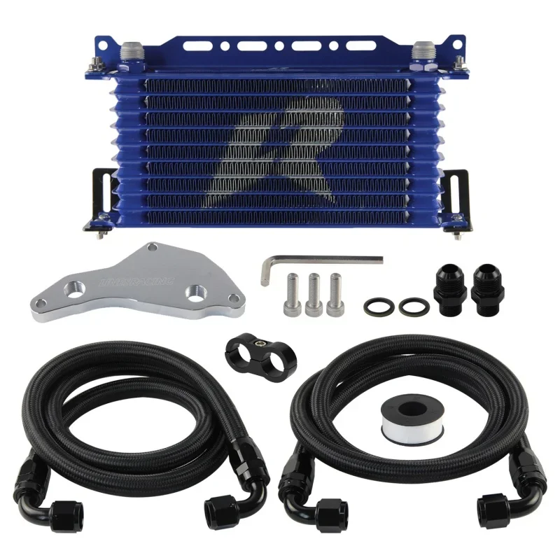

AN10 10 Row Aluminum Oil Cooler Kit Black/Silver Thermostat Adapter For BMW N54/N55 335i(s) 335xi 535(x)i 740(L)i X6 Z4