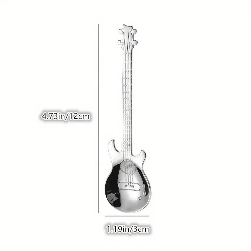 Guitar-Shaped Stainless Steel Spoon - Perfect for Coffee, Tea, Desserts | Durable, Stylish Tableware for Music Enthusiasts