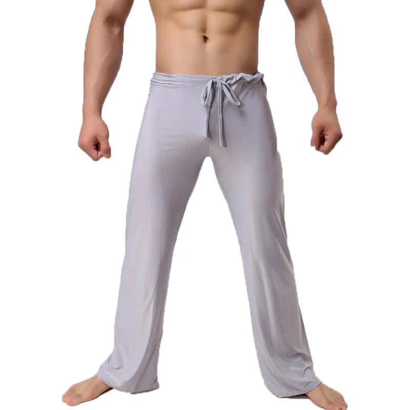 Pantalon de nuit en viscose pour hommes, bas de maison, sous-vêtements de pyjama masculins sexy, sous-vêtements de salon, sangle de lait, badFashion