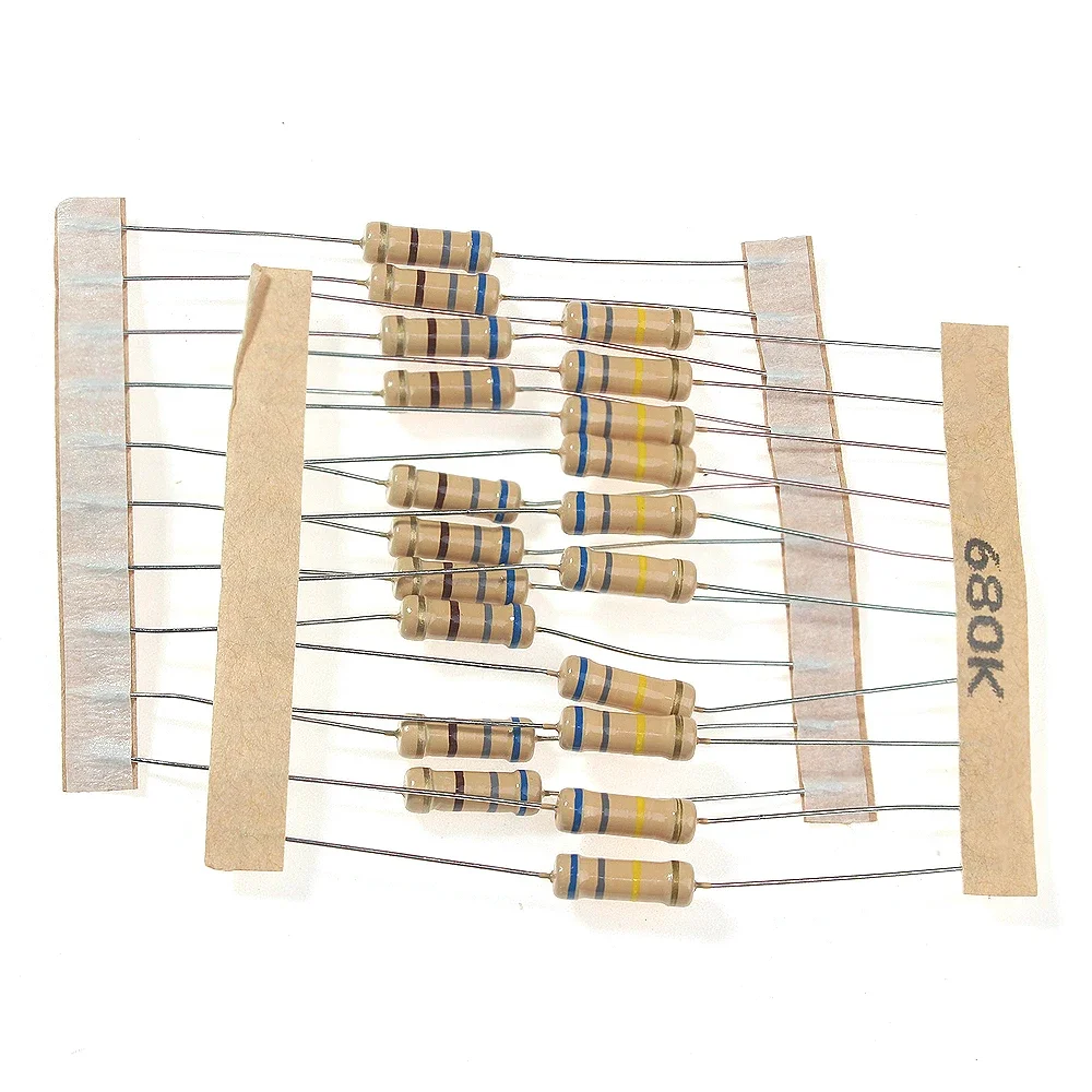 Imagem -03 - Jogo do Resistor do Filme do Carbono 10 Ohms1 m 6.8k 10k 22k 47k 68k Resistores de m 20 Valores x 10 Peças 200 Peças