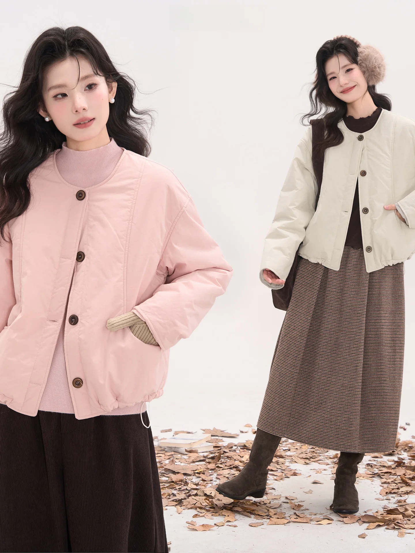 

Легкая хлопковая куртка свободного кроя для женщин с круглым вырезом, однотонная, в стиле Tulip Poem, повседневная верхняя одежда от Heme Window