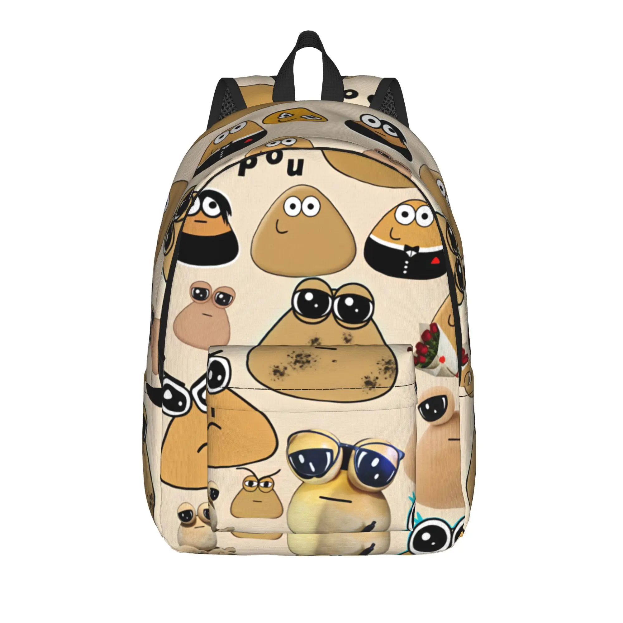 Pet Alien Pou Animated Television Backpack  Streetwear Backpacks Boy Outdoor Style Large High School Bags Design Rucksack