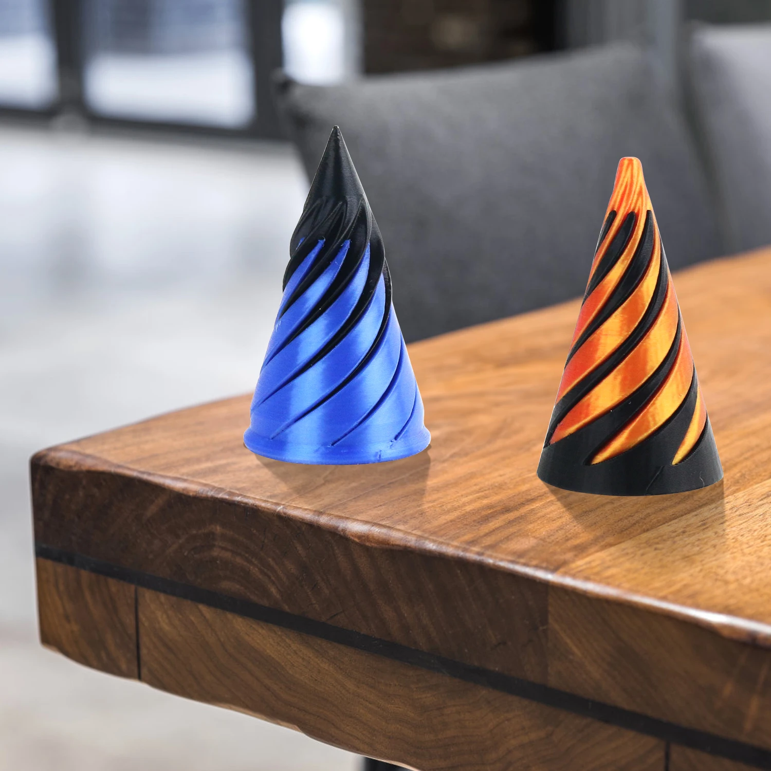 3D printed toy spinning and relaxing fingertip dual color splicing spiral cone pressure relief tool