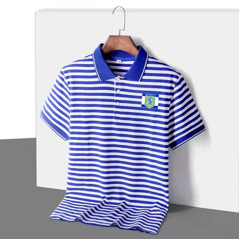 

Jerusalem City Coat of Arms Israel Striped Polo Shirts 100% Cotton Short Sleeve Mens Sailor Stripes T-Shirt