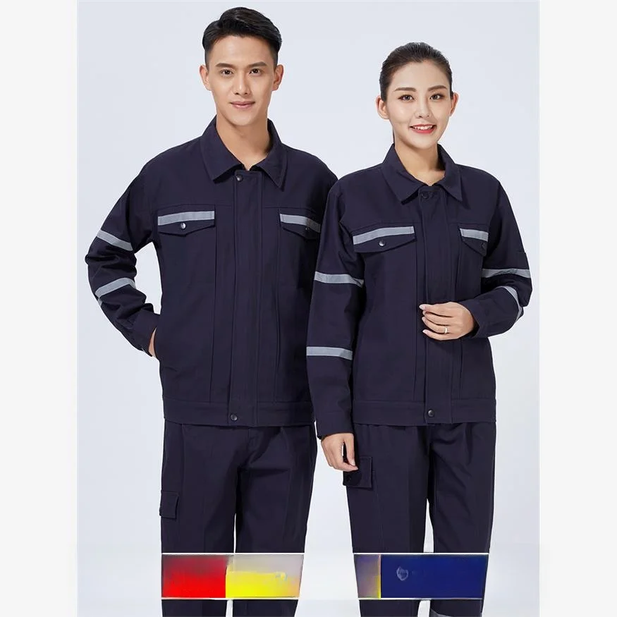 

Thick Pure Cotton Work Uniform Set for Men Short Sleeve Reflective Strip Anti-Scald Wear Resistant for Office And Factory Work
