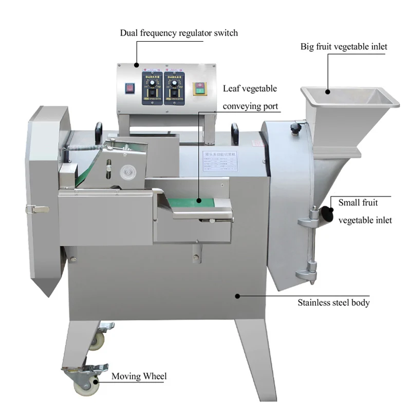 Commerciële multifunctionele 2-kops fruit-groentesnijder Machine Snijmachine Snijmachine
