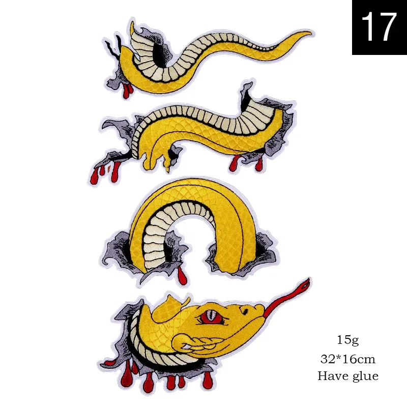 Embroidery Snake Patch,cartoon Badges,animal Appliques,sequined Serpents Patches for Clothing DIY Accessory WF221112