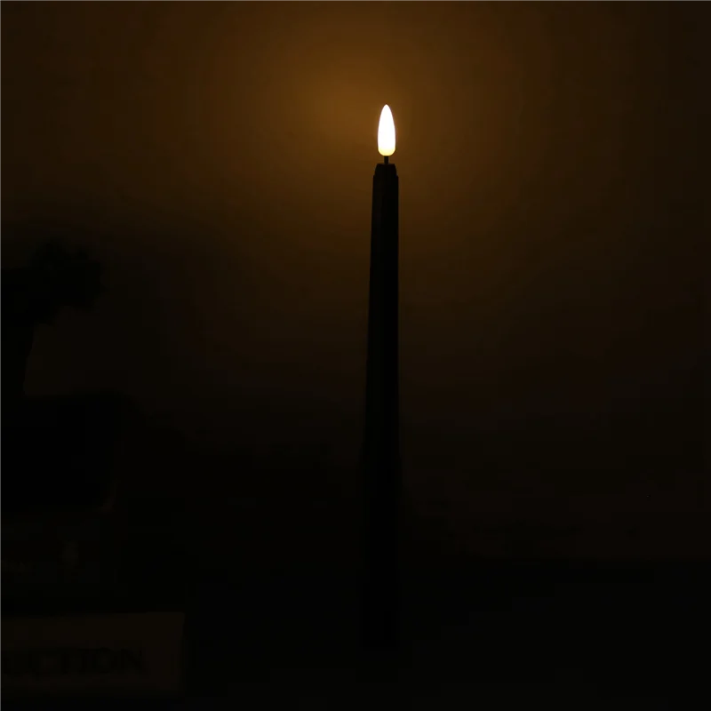 BHTS-30X Remote Halloween Taper Candles,Black Color Flameless Fake Pillar Candles,Battery Candles With Contain