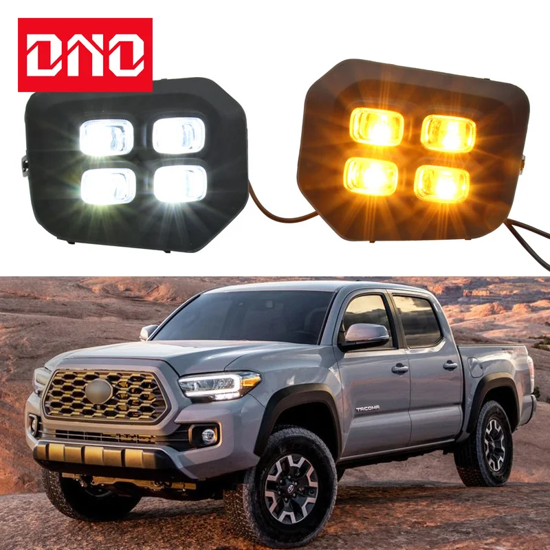 

Car LED Daytime Running Headlamps For Toyota Tacoma 2016 2017 2018 2019 2020 Daylights Yellow Turn Signal DRL Car Foglamps