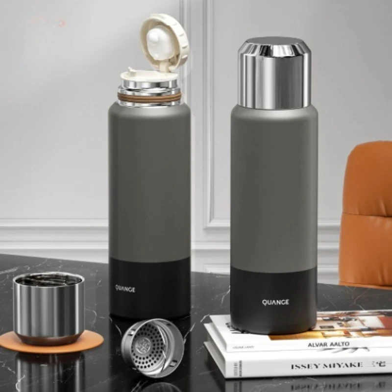 Stainless Steel Thermal Flask with Filter Portable Coffee Tea Thermal Bottle Travel Tumbler Bounce Cover Insulated Bottle