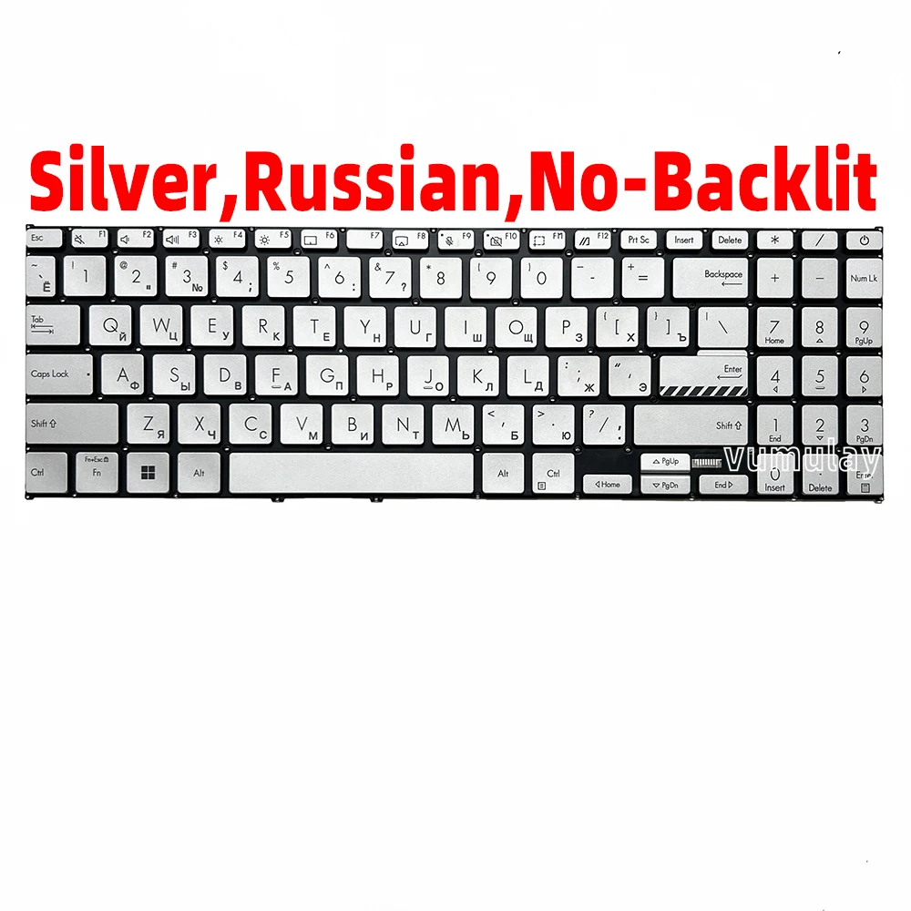 ASUS Vivobook シルバー 日本語キーボード US/ロシア語バックライトキーボード ASUS Vivobook X1504 X1504ZA