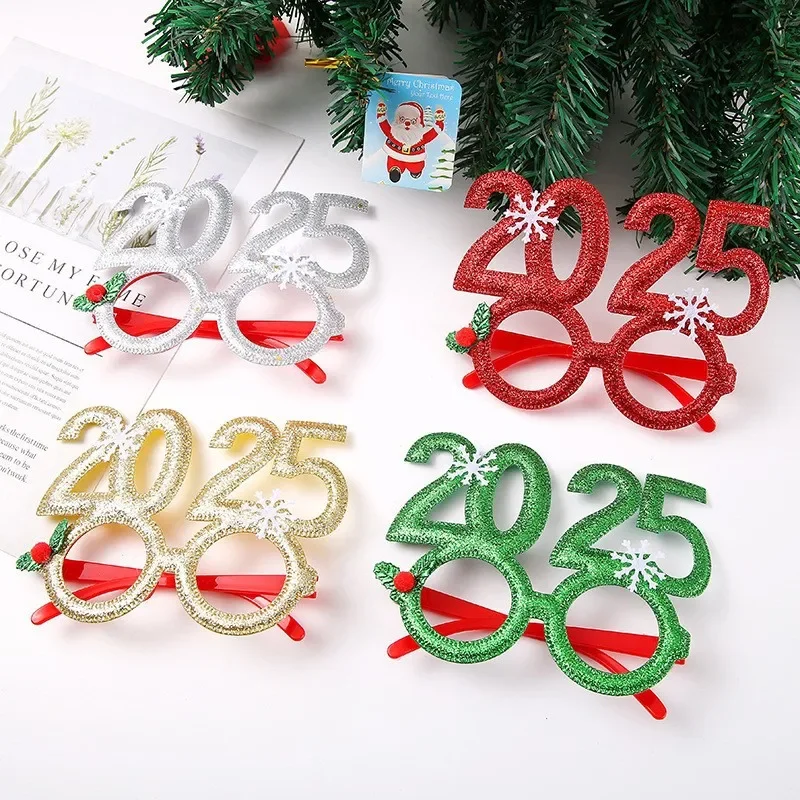 2025 Christmas Glasses New Year Party Photo Props Xmas Decorations Kids Adult Eyeglasses Photobooth Gifts Supplies Kids Favors