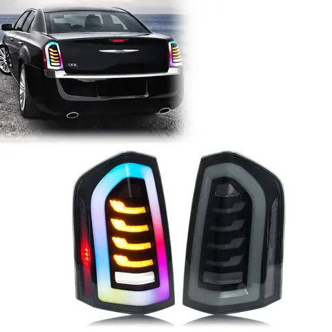 ไฟท้าย LED RGB สำหรับ Chrysler 300 300C 300S ปี 2011-2014 ไฟเลี้ยวแบบ Sequential สีสันสดใส ชุดประกอบไฟท้าย [ไม่ใช้ได้กับปี 2015-2020]