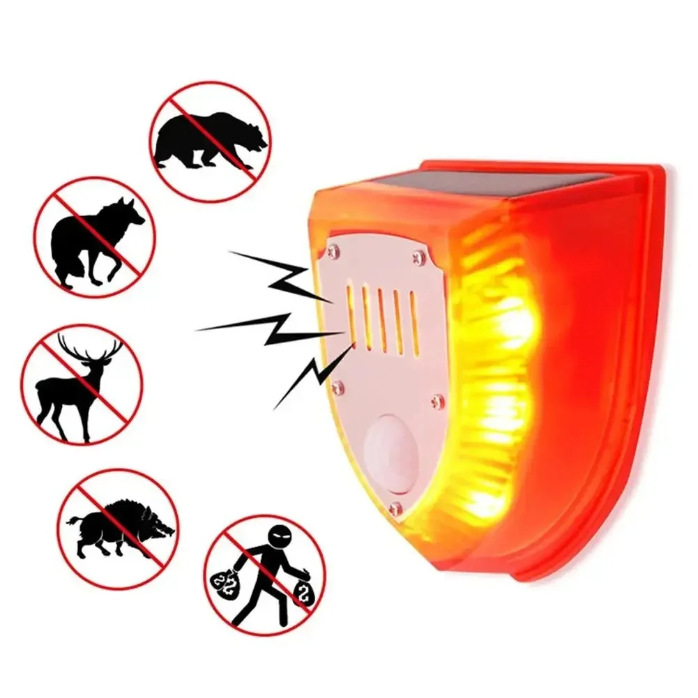 Outdoor Solar Security Siren - 3 Modes Motion Sensor Alarm Animal Repeller for Villa Farm Yard Garden Dog Wild Boar