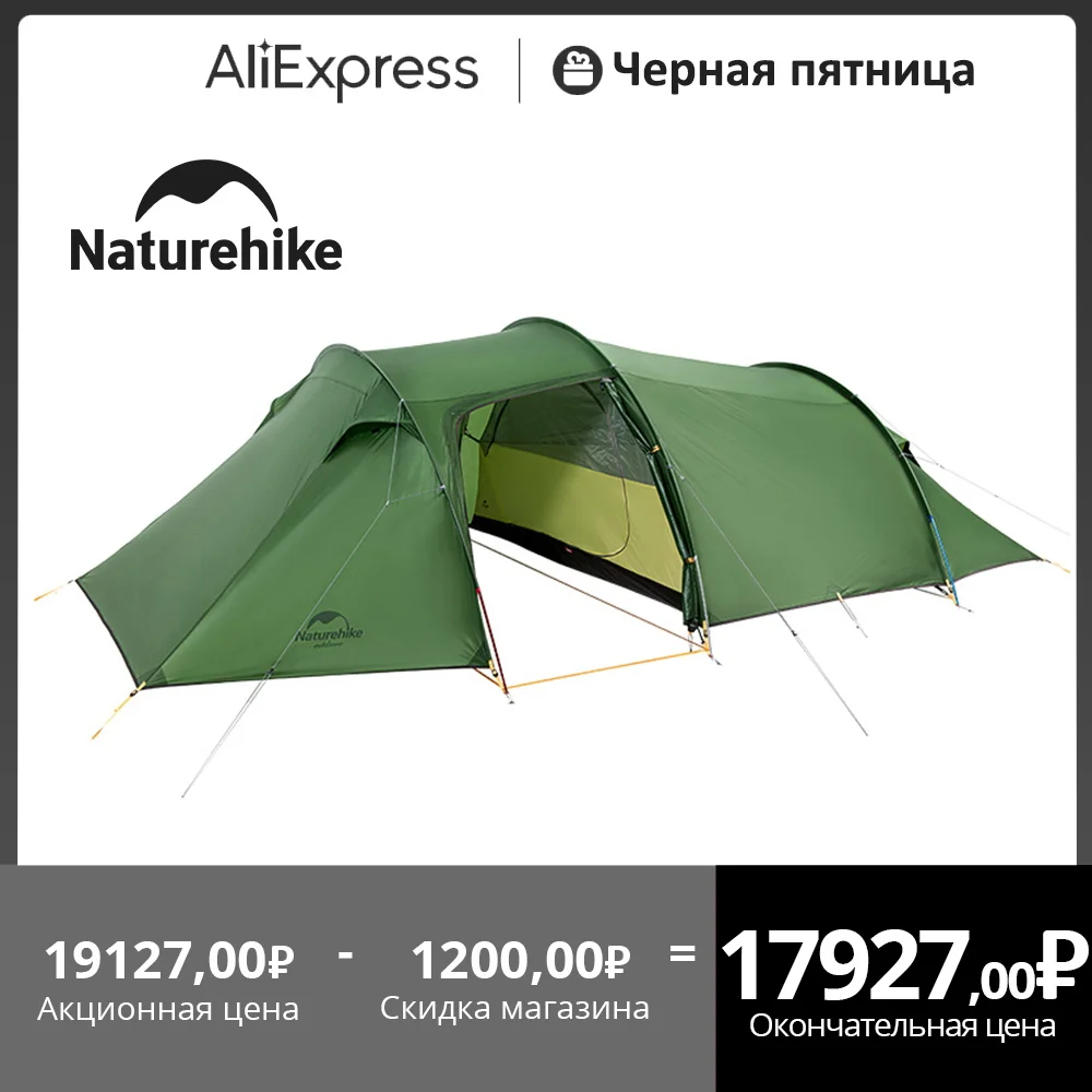 Naturehike Opalus 2 3 4 Tent 2 3 4 Person Hiking Tent 4 Season Tent Ultralight Family Travel Tent 20D Waterproof Camping Tent