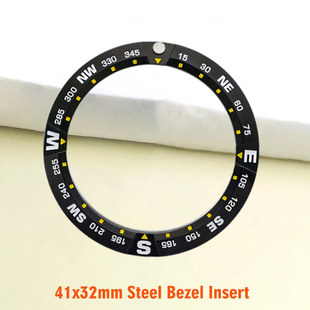 Вставка безеля для часов 41x32 мм, изогнутое кольцо безеля, подходит для корпуса часов King Samurai, вставка безеля из нержавеющей стали, запасные части для часов