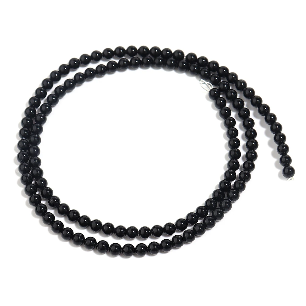 1strand/lot 2-20 mm Natural Stone Smooth Glisten Black Glass Bead Loose Spacer Bracelet Beads Supplier For Jewelry Making