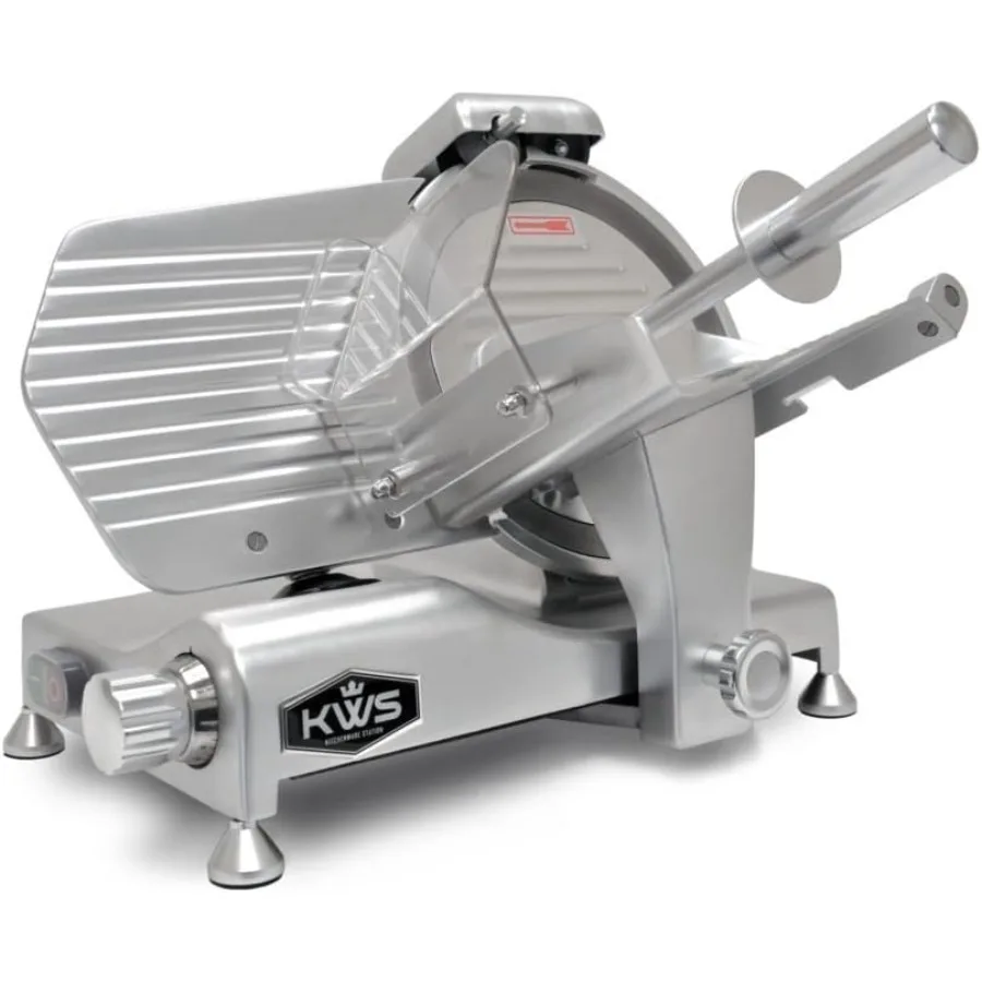 

KWS Metal Collection MS-10DS Commercial 320W 10-Inch Meat Slicer with Anodized Aluminum Base and Stainless Steel Blade Includes