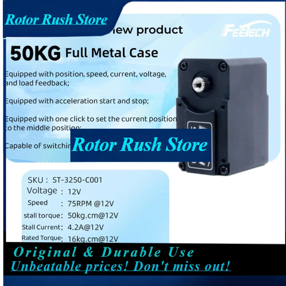 RoRuSFeetech STS3250 12V 50KG Magnetic Encoder Double Shaft TTL  Coreless Motor Aluminum Case 360 Degrees Serial Bus Smart