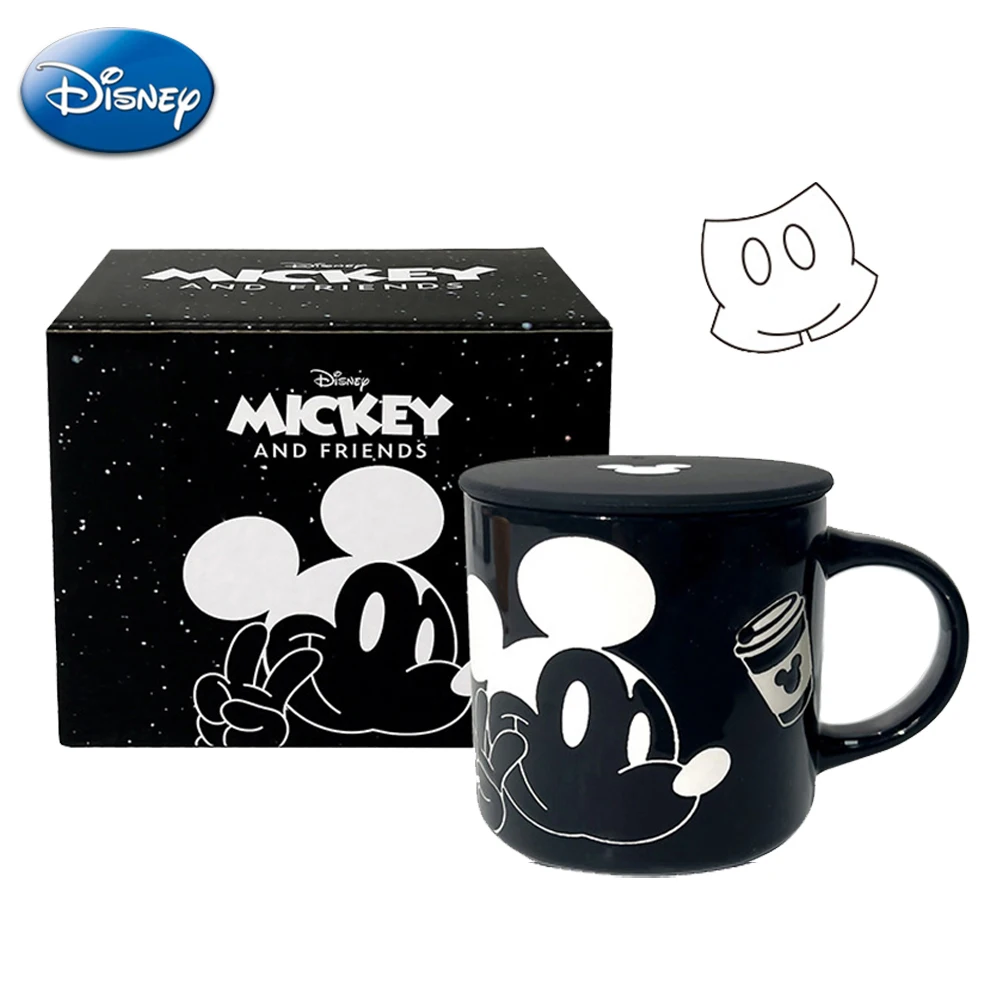 Disney Mickey Mouse Ceramic Mugs With Silicone Lid Cartoon Relief Mickey Men Women Creative Coffee Mugs Kids Water Cup Milk Mug