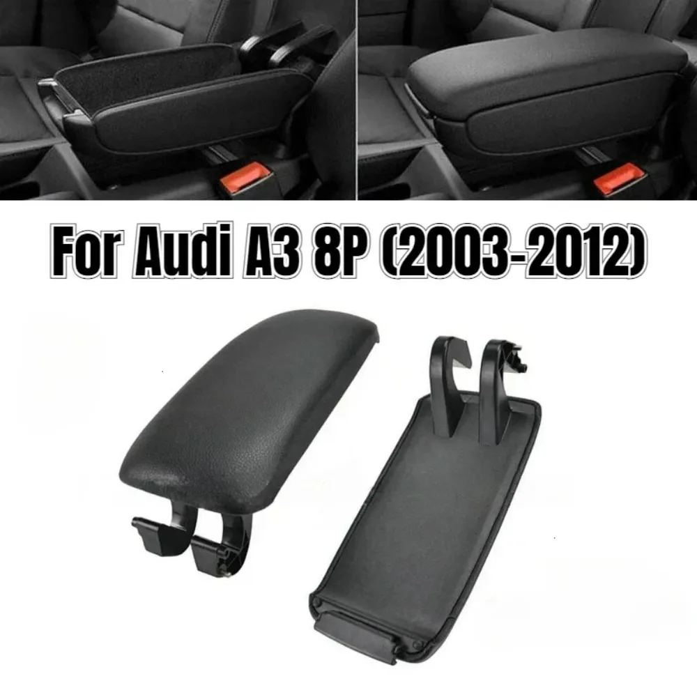 Black Leather Car Armrest Center Console PU Leather Lid for Audi A3 8P 2003-2012 Arm Rest Replacement Auto Accessories