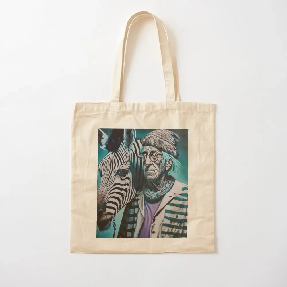 Taking the zebra for a walk again oil painting Tote Bag Beach bag bags cloth bags custom