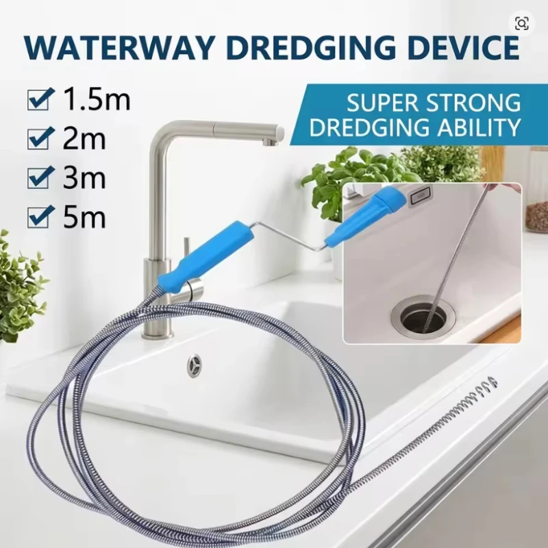 Hand Crank Drain Snake Kitchen Bathroom Floor Drain Pipe Clog Remover Plumbing Unclogger Tool