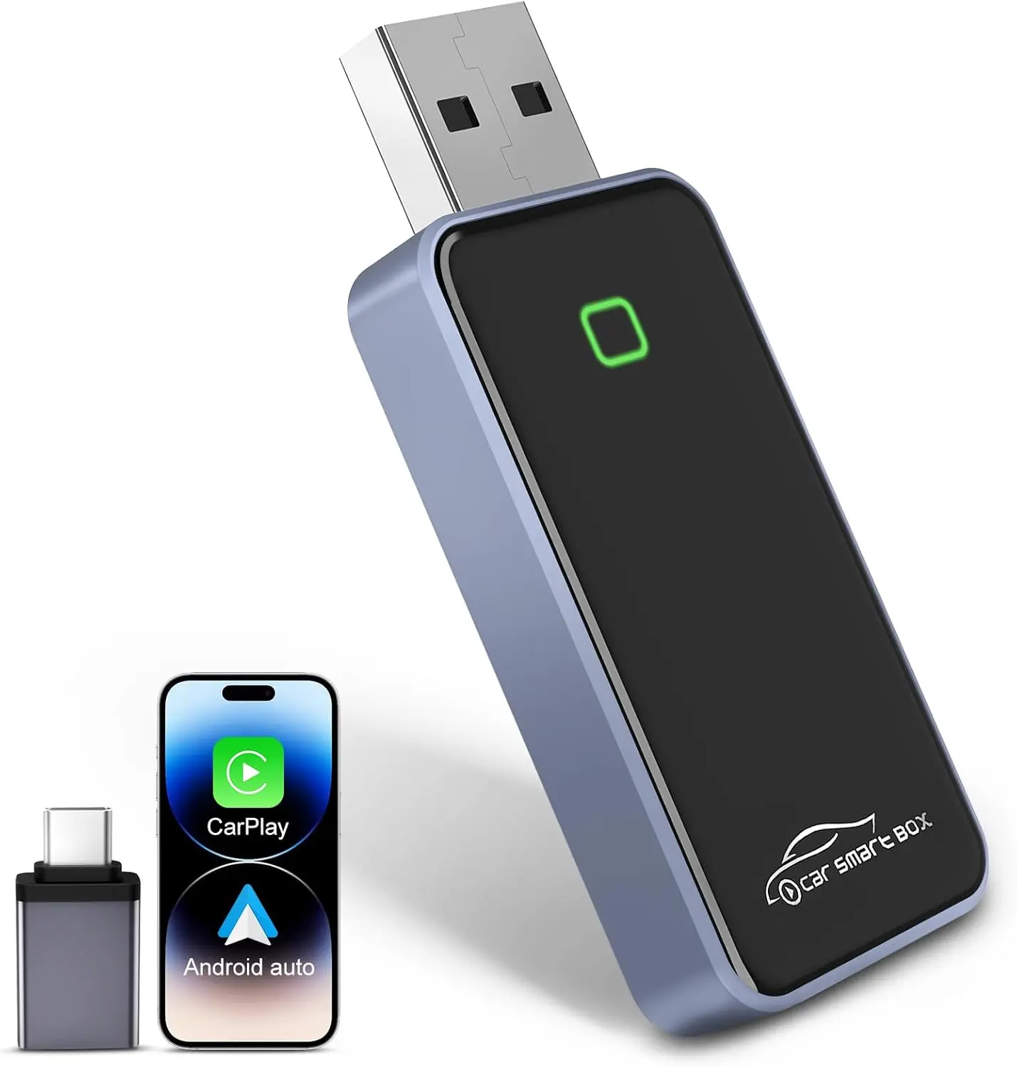

2-in-1 Wireless CarPlay Adapter for iPhone & Android Auto Wired to Wireless AI Box USB Connect Carplay